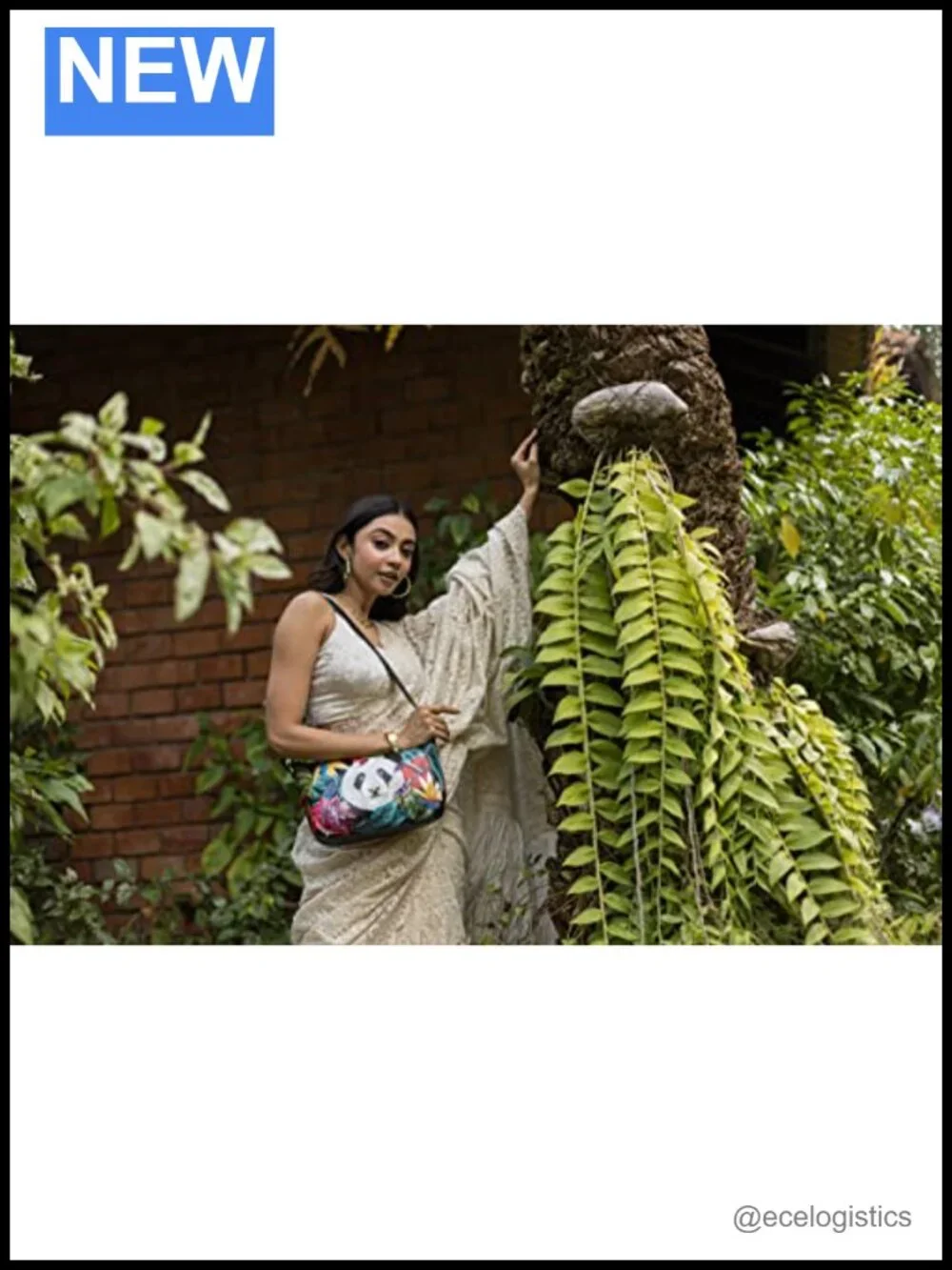 Hand Painted Leather Shoulder Hobo Bag Floral Art